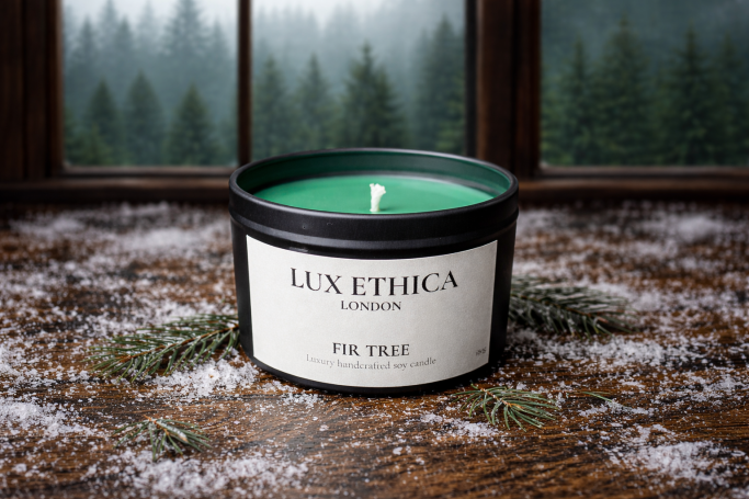 green candle on a wooden table