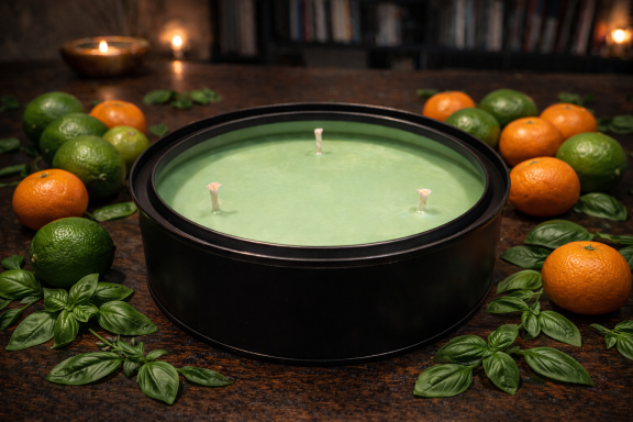 Lux Ethica London vegan and plant-based lime, basil and mandarin L'Orangerie candle